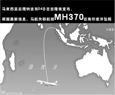 馬來西亞總理說MH370航班在南印度洋墜毀1